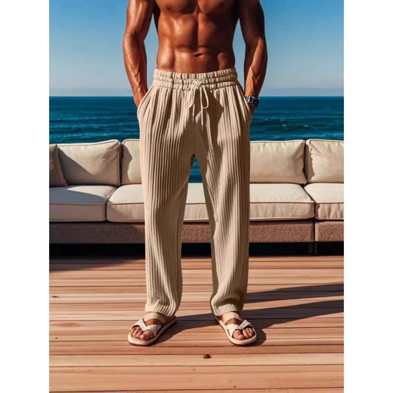 New spring and autumn green men's vertical pants hot-selling pit strip casual sports fashion wide-leg pants