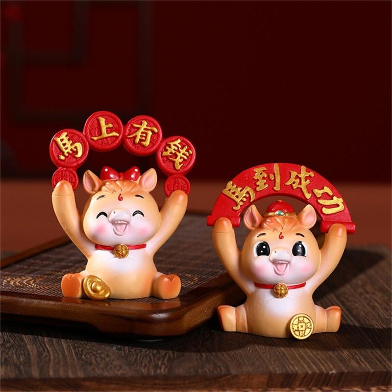 Artistic Resins Horse Miniature Statue Traditional Zodiacs Design Desktop Decoration Chinese New Year Holiday Gift