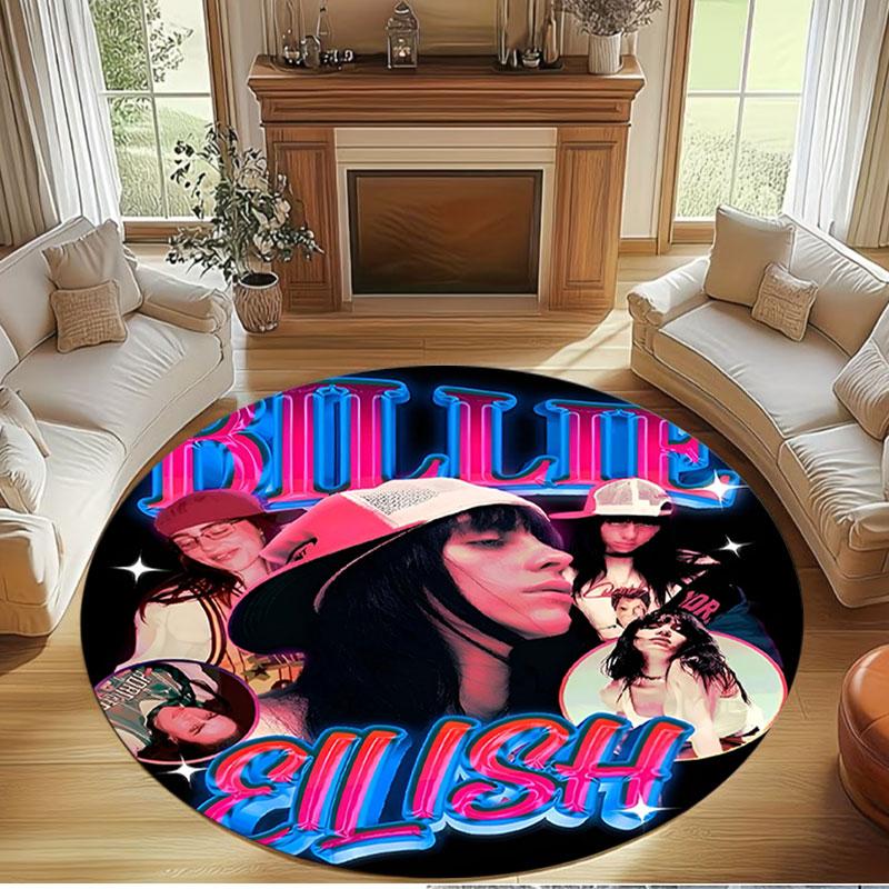 Billie Eilish Print Round Rug, Washable Floor Carpet, For Entryway Dorm Laundry Room Office Study, Home Decor Birthday Christmas Gift