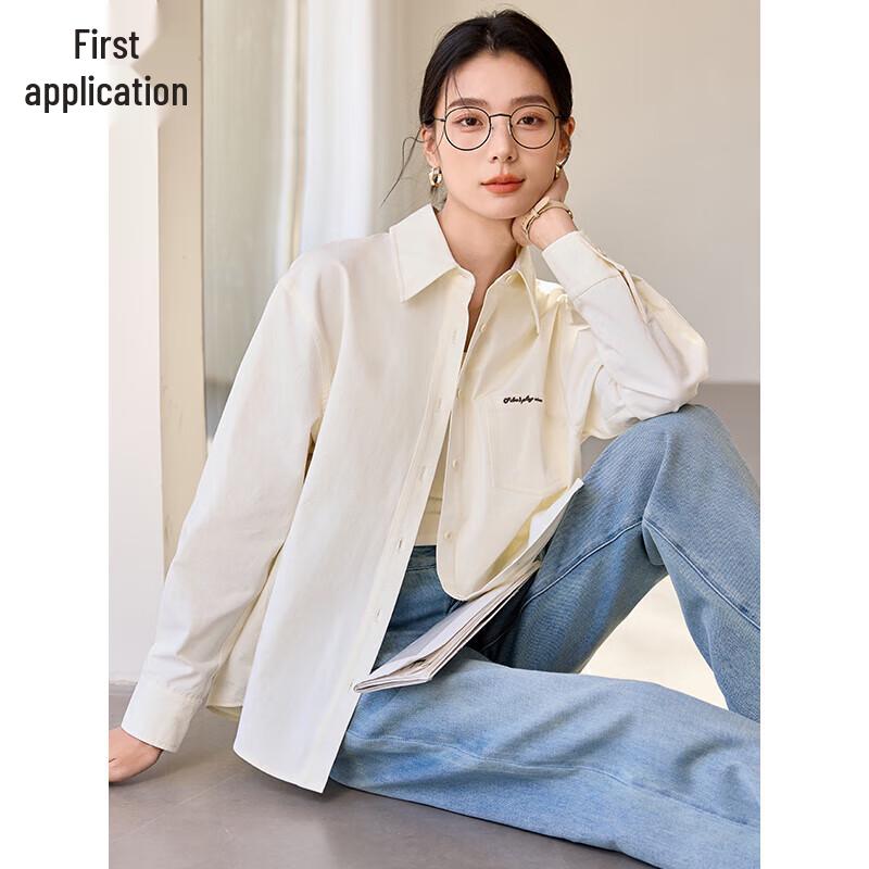 Women s Pure Cotton Embroidered Loose Shirt Jacket L