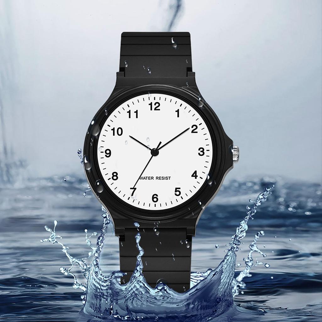 Women's Silent Analog Watch for Exams, Unisex, 38mm Dial Diameter, Large Character Display, Easy-to-Read, Water Resistant, Simple Design, Elastic