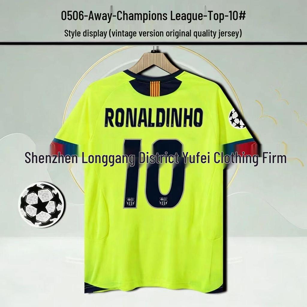 Barcelona Retro Trikot: Nein. 10 Messi, Nein. 9 Ronaldo, Nein. 10 Ronaldinho Gedenkausgabe