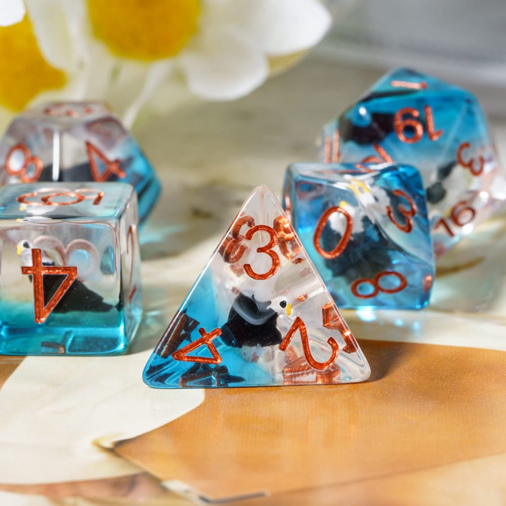 Cusdie Dadi Animali DnD Carini Resina 7 Pezzi Vari D4 D6 D8 D10 D% D12 D20 Set di Dadi Poliedrici per Giochi di Ruolo D&D Giochi da Tavolo