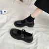 High heels women's autumn 2025 new round head thick heel versatile retro Japanese small leather shoes black Mary Jane shoes
