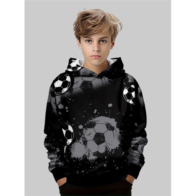 Autumn Football Car Pattern 3D Printed Top Fashionable Casual Long Sleeved Children's Boy Hoodies Javascript: