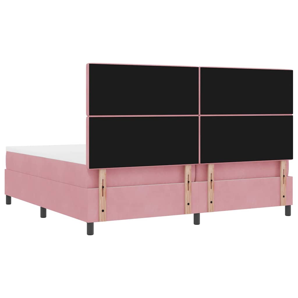 LED Box Spring Bed with Mattress Pink 200 X 200 Cm Velvet