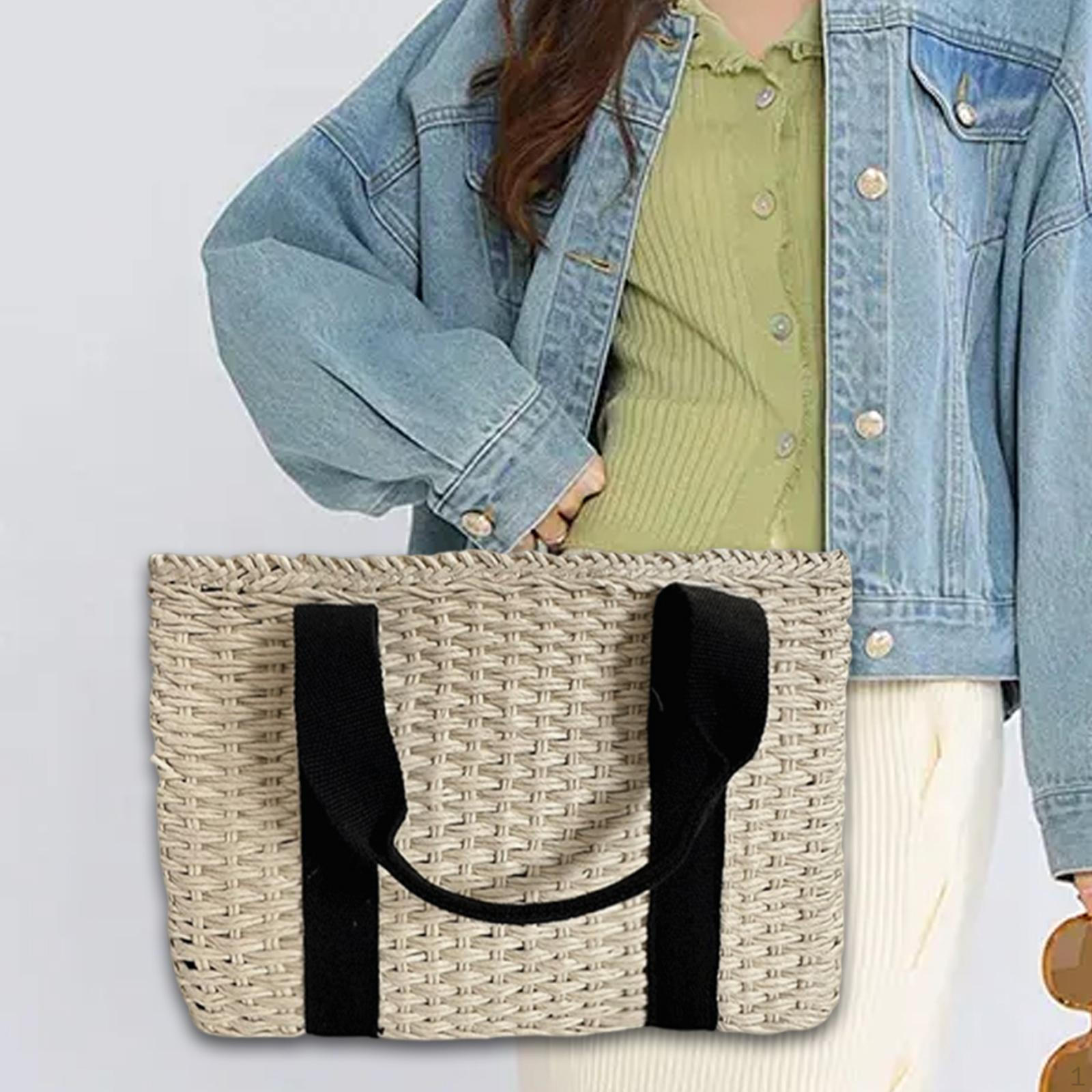 

Женская плетеная сумка-тоут дышащая летняя сумка для дня рождения, путешествий, повседневного использования бежевый