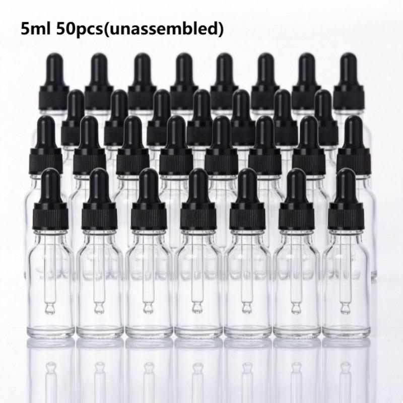 50pcs 5ml Clear Mini Glass Dropper Bottles Small with Glass Eye Dropper for Essential Oils Sample Traveling