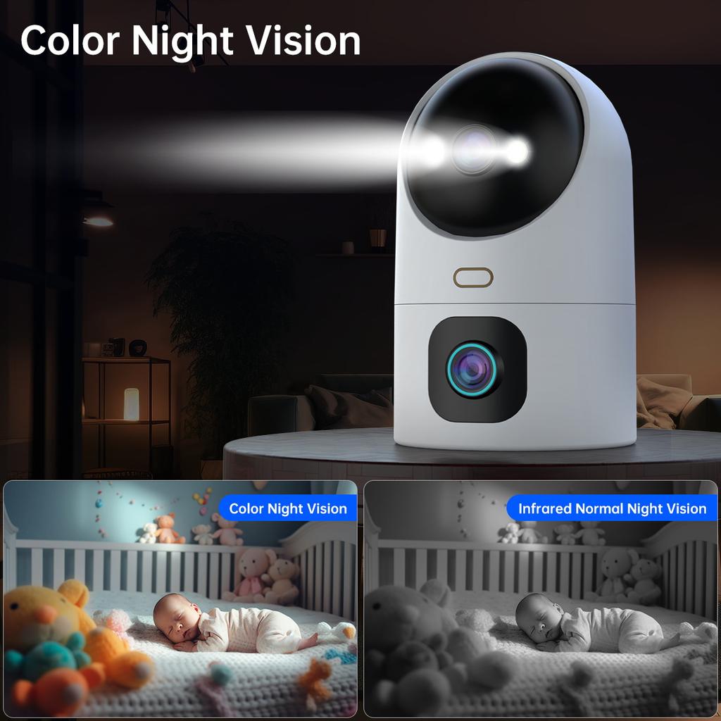 1pc Ultra HD Camera 5G WiFi Dual Lens Camera, Home Security Surveillance, Colour Night Auto Tracking Video Surveillance