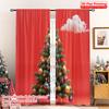 2pcs 2D Flat Printing Merry Christmas Scene Curtains Christmas Tree Ornaments Festive 100% Polyester Without Electricity Festive
