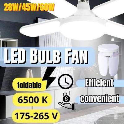 E27 45W 50W 60W LED Bulb Fan Blade Lamp AC85-265V Foldable for Outdoor Factory Warehouse Barn Backyard Garage Light
