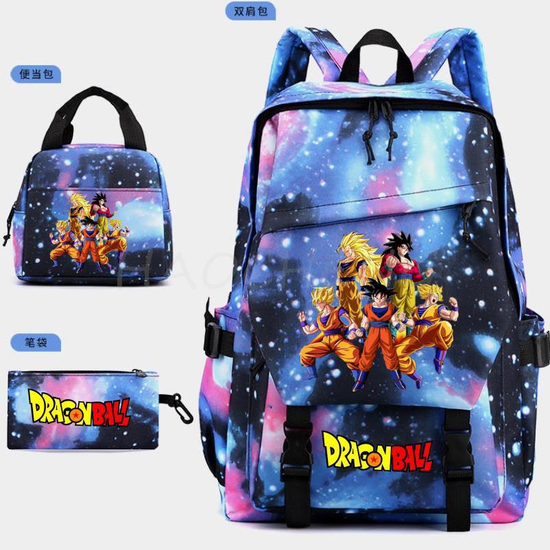 Dragon Ball Peripheral Cartoon Printed Backpack 3PCS Set Student School Bag Shoulder Bag Pencil Case Set