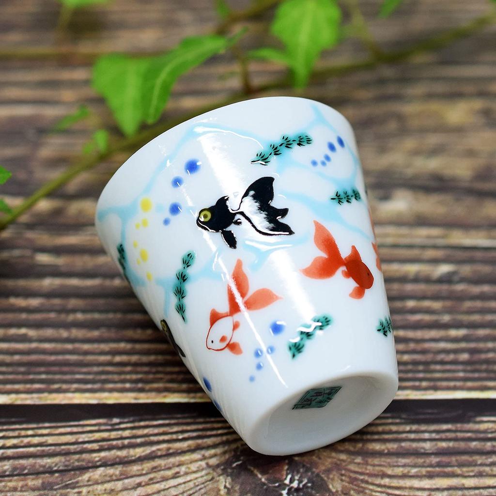 Waza No Kura Lucky Sake Cup, Kutani Ware, Goldfish Design, Ceramic, Brand Name, Japanese Tableware, Made In Japan