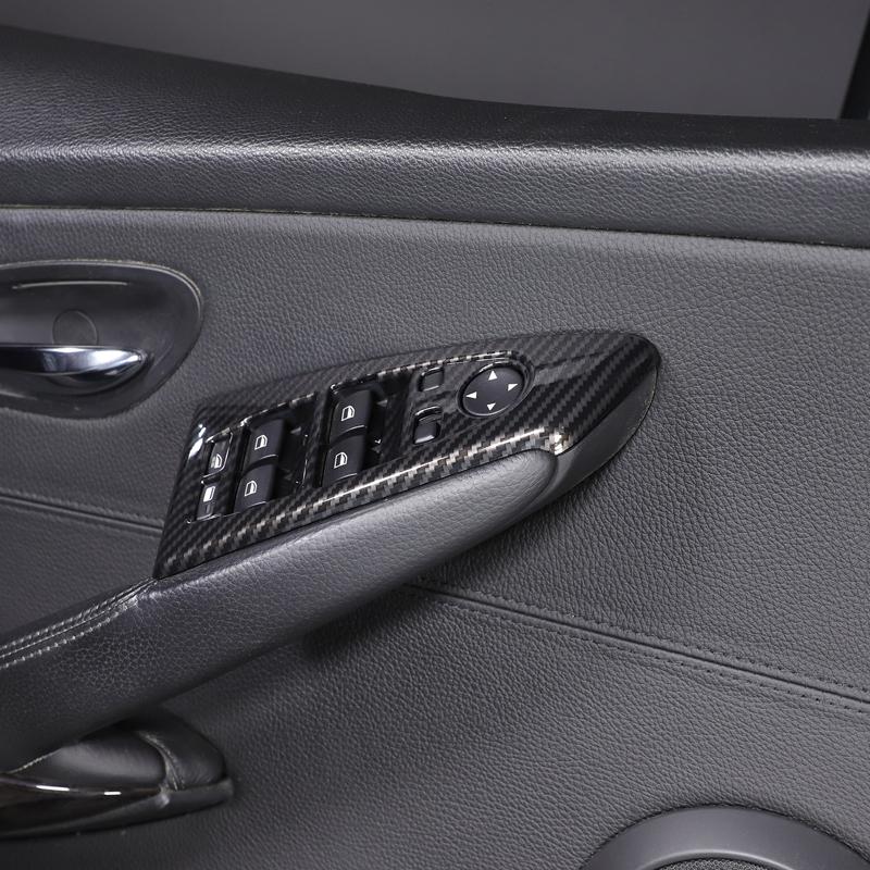 For BMW 6 Series E63 E64 2004-2009 ABS Carbon Fiber Car Door Window Lift Switch Button Frame Panel Trim Interior Car Accessories
