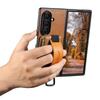 SUTENI Oil Wax Texture Leather Case for Samsung Z Fold 7/6/5 with Wrist Strap, Card Slot, and Stand