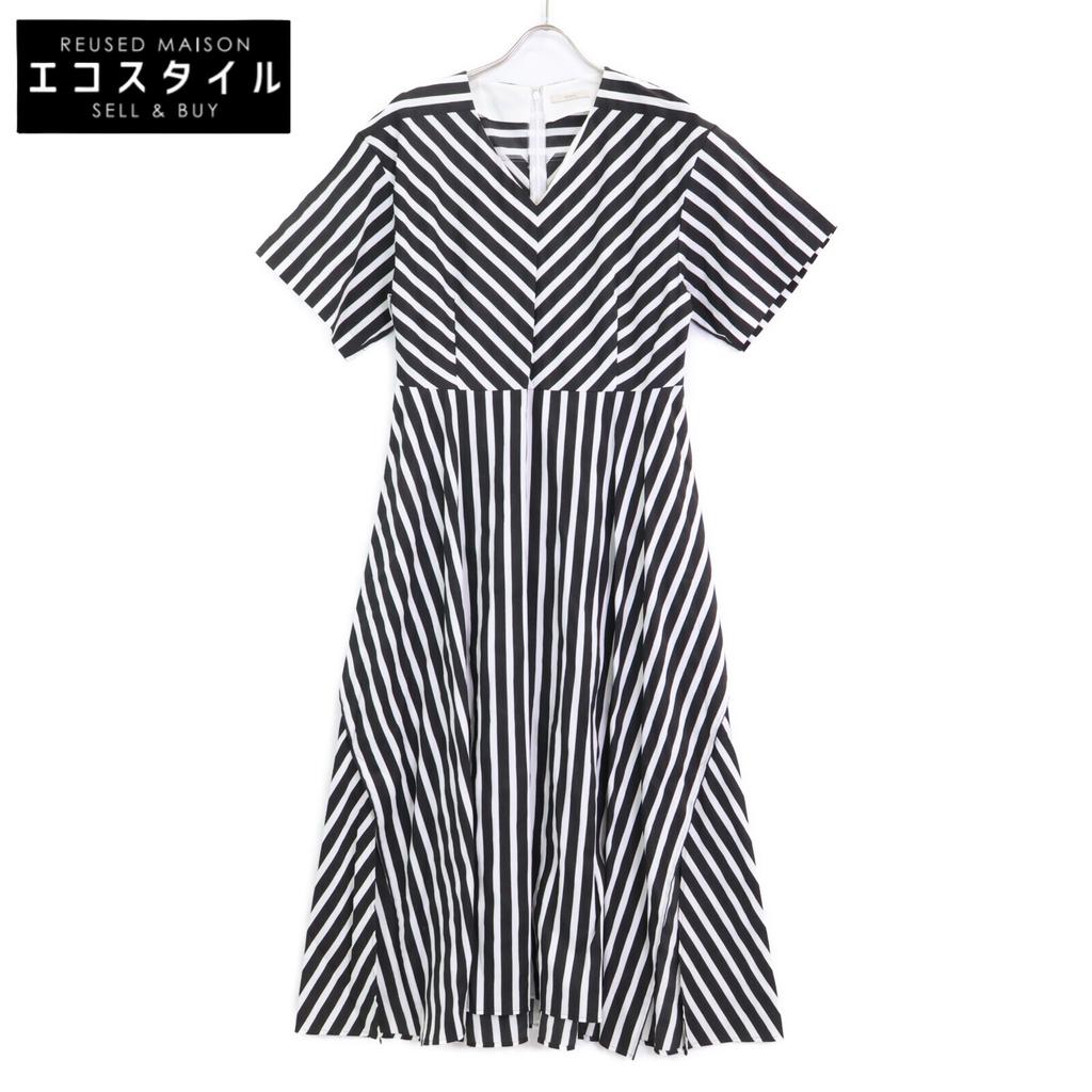 LE PHIL 534-0240601 Black x White Striped Short Sleeve Maxi Dress dress 1 Black x whiteUsed