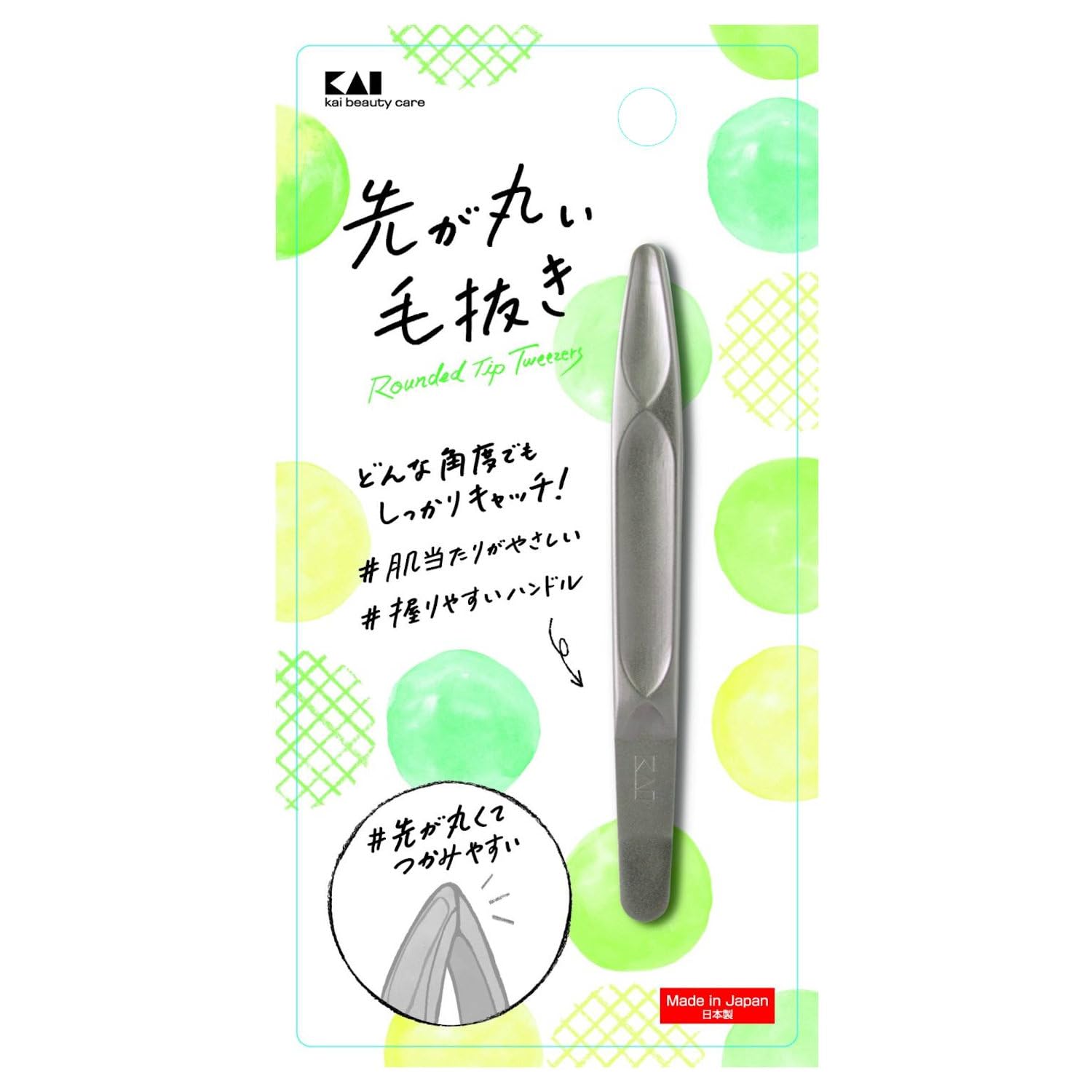 

Kai KAI Rounded Tip Gentle on Wide with KQ3211 Tweezers, Skin, Range, Indentation,