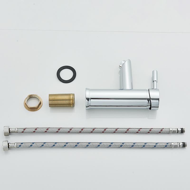 Basin Faucet 304 Stainless Steel Single Cold Water Tap Black Chrome Color Deck Mounted Basin Sink Tap G1/2