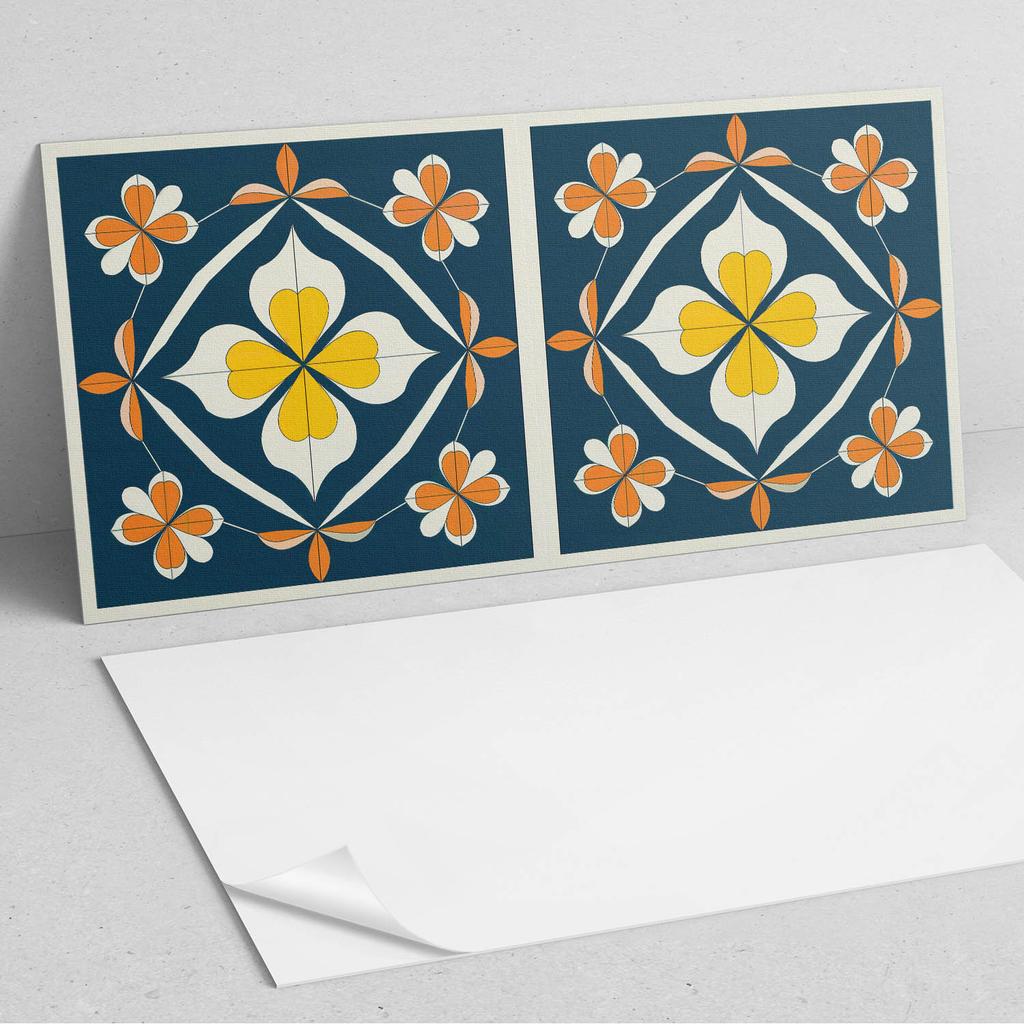 Self-Adhesive Vinyl Panel for Wall Decoration 100X50 Cm Floral Pattern with Symmetry