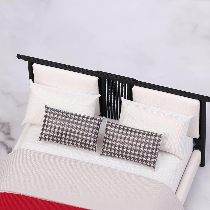 Dollhouse New Chinese Double Bed Model Micro Scene Model Miniature Furniture Dolls Accessory Simulated Mini Furniture Ornament