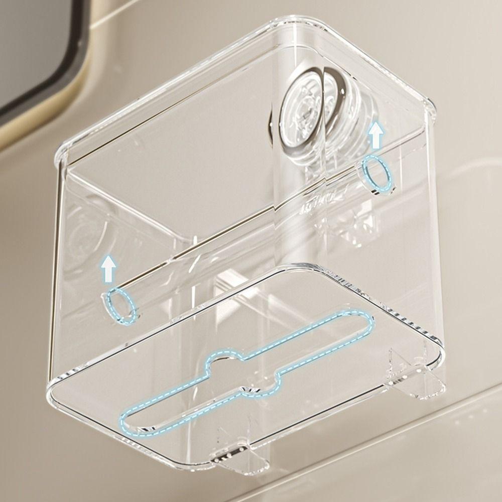 Transparent Suction Cup Tissue Box Wall Mounted Tissue Storage Box Napkin Box  Living Room