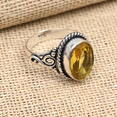 Erstaunlicher Citrin-Edelstein aus 925er Sterlingsilber, handgefertigter Schmuckring, Geschenk für Mutter