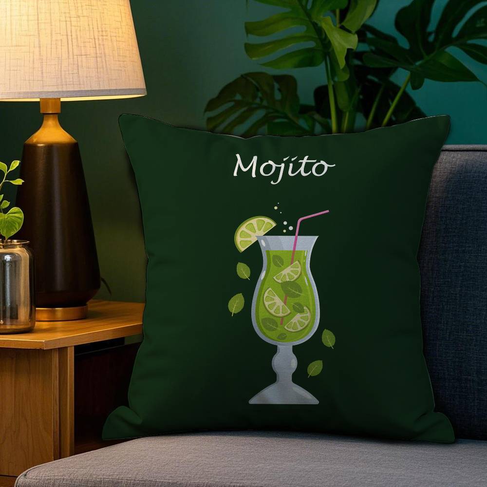 Art M-Mojito Cocktail Pillow Case Plush Fabric Soft Double Sided Print Sofa Cushion Cover Throw Pillow Covers