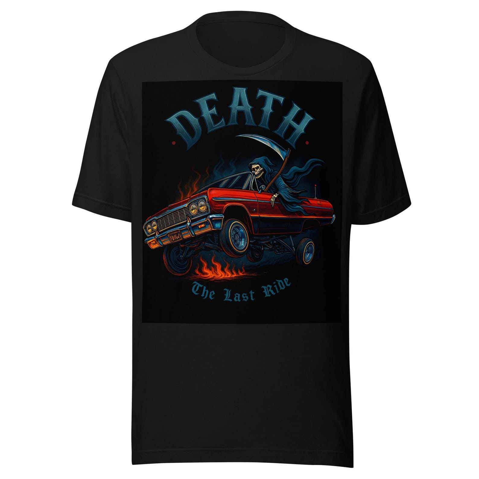 Death The Last Ride — Dark Lowrider with Skull and Chicano Style Unisex t-shirt M