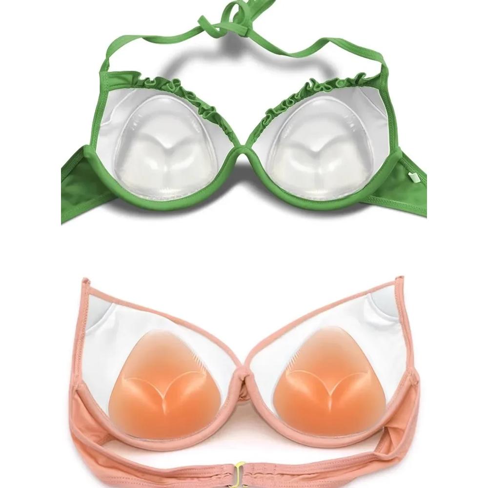 1 Pair Triangle Silicone Chest Patch Women's Push-up Self-adhesive Chest Pad Invisible Thickened Sponge Pad Swimwear Bikini Unde