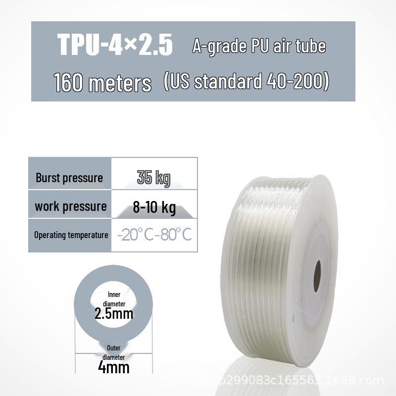 High-Pressure Transparent Explosion-Proof PU Pneumatic Air Hose for Compressor/Pump - Sizes 8*5, 10*6.5, 12, 14, 16