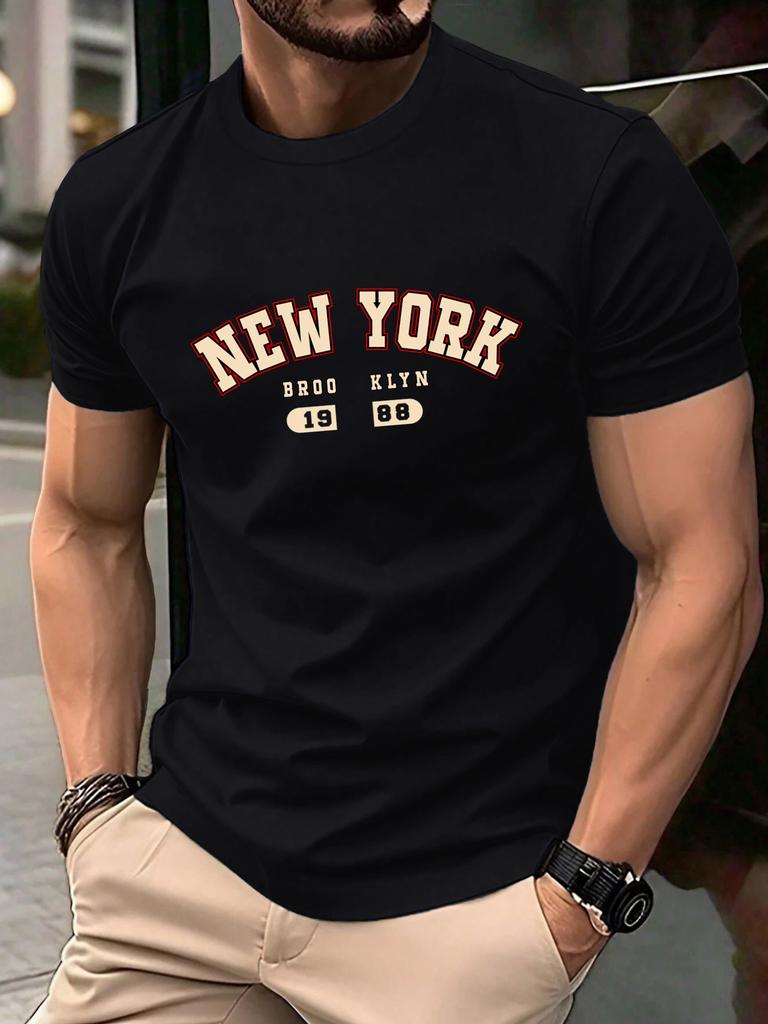 New York Brooklyn 1988 Letter Design Men TShirts Fashion Short Sleeve AllMatch Cotton Soft T Shirt Summer Unisex Loose Clothes