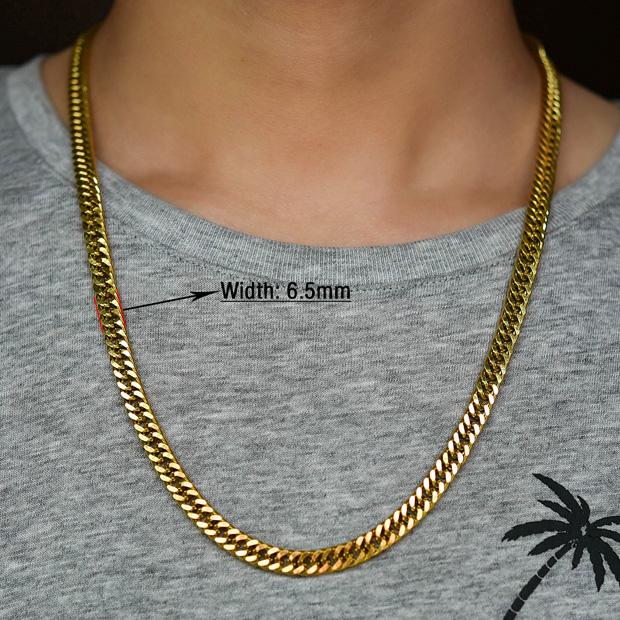 Basic Mens Stainless Steel Necklace Gold and Copper Color Chunky Link Cuban Curb Chain for Punk Hiphop Boy Choker Metal Jewelry