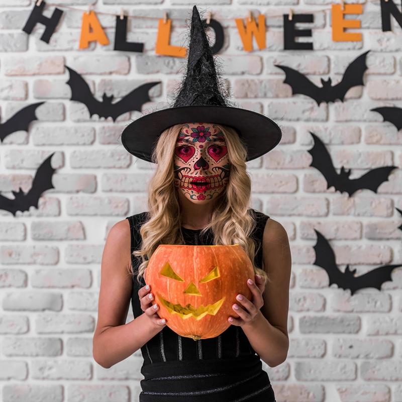 Mexico Day of the Dead Luminous Facial Tattoo Sticker Halloween Party Decoration Halloween Dress Up Day of the Dead DIY Party