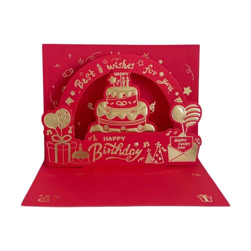 

Elegant Red and Blue Birthday Card Beautiful 3D Birthday Greeting Card With Intricate Gold Foil And Gift Envelope 1 красный
