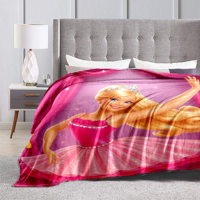 1pc Barbie in Pink Ballerina Costume Cartoon Blanket,Portable Throw for Travel & Camping, All Season Cozy Blanket,Ideal Gift
