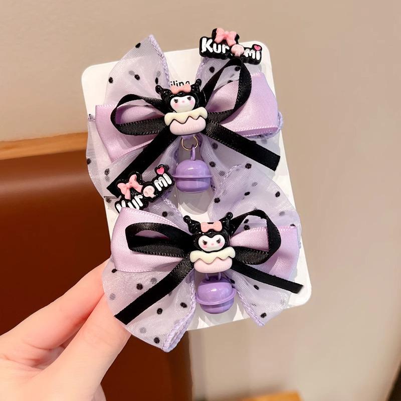 Kuromi Black & Purple Hair Accessories - Cute Bow Hair Clips for Girls and Babies