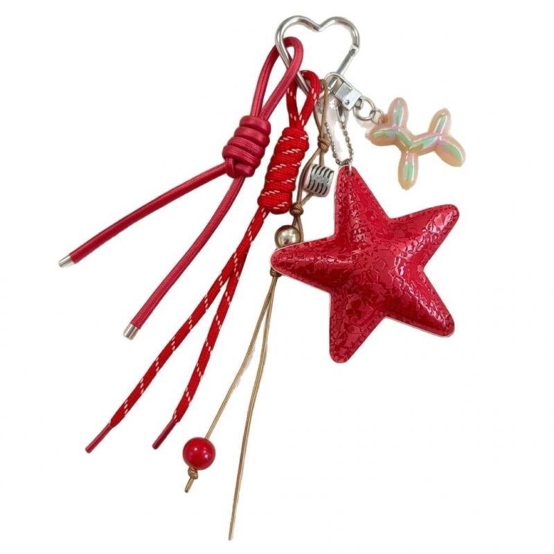 Lady's Fashion Five-Pointed Star Bag Pendant Car Dopamine Matching Hand Gift Hanging Rope Accessories Bag Charm