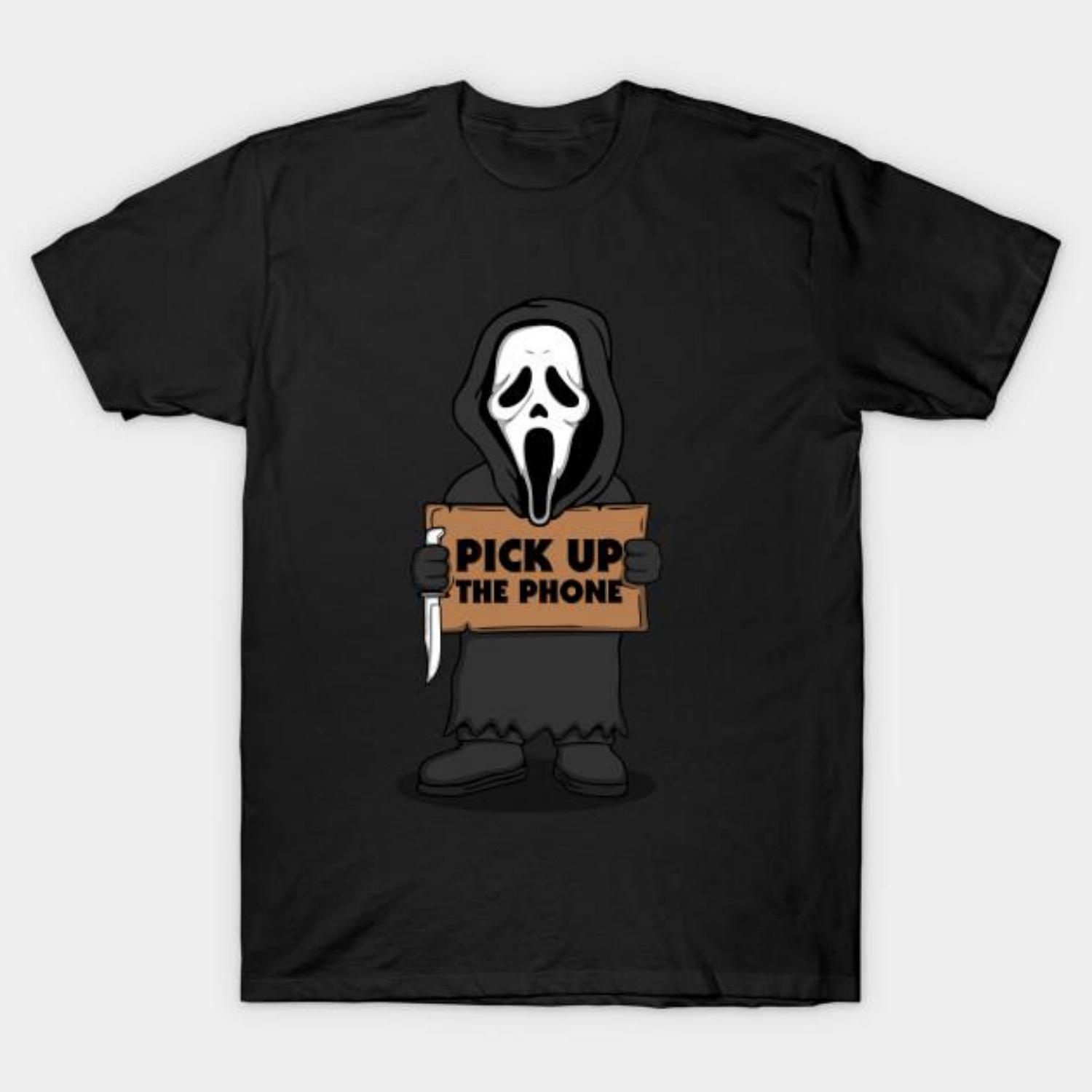 

Men Black Print T-shirt Pick Up The Phone No-Cut Transfer Paper Print Cotton Tshirt S чёрный