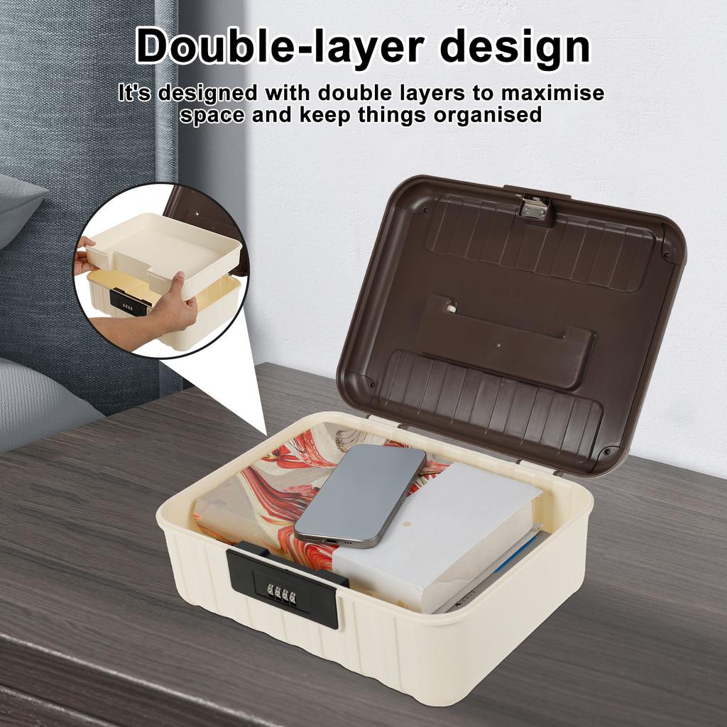 Four Digit Password Lock Safe Box Portable Money Jewelry Privacy Security Storage Box Large Capacity Household Office Organizer