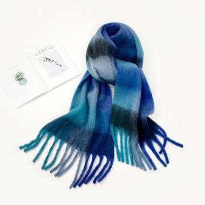 Farbe karierter Schal Damen Winter warmer Schal Mohair verdickter langer Schal heißes Schultertuch