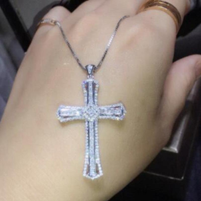New European and American Cross Necklace for Men and Women Zircon Pendant Collarbone Chain Jewelry