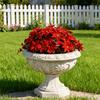 Artificial Poinsettia Bouquet with Green Leaves 4 Fork UV Resistant Fake Silk Flower Home Table Centerpiece Indoor Outdoor Faux Bloom Decoration