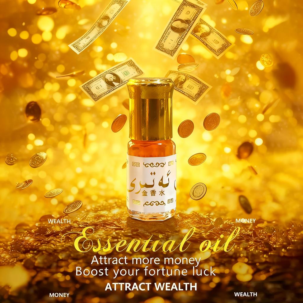 3ml Wealth-Attracting Golden Essential Oil Roller, Natural & Long-lasting Fragrance, Easy To Apply, Unisex Gift for Christmas