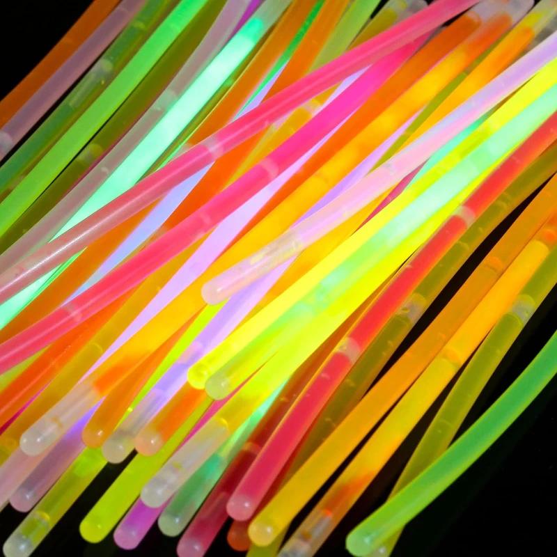 

Luminous Colorful Glow Sticks Fluorescence Glowing in The Dark DIY Bracelet Necklace Glowstick Birthday Wedding Party Decor Toy 10PCS
