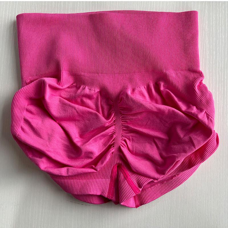 "Dámské vysoce elastické broskvové boky jógové šortky - Zmačkaný tříčtvrteční střih"