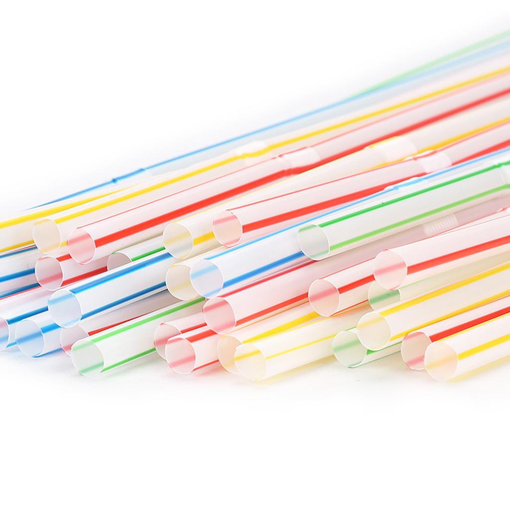 Set of 100 Colorful Bendable Plastic Straws Throwaway Straws Durable Drinking Straws Plastic Material for All Occasion