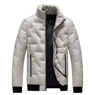 Herren Winter Stehkragen Übergröße Fleecegefüttert Warme Jacke Jugend Gerader Saum Lässig Locker geschnittene Jacke