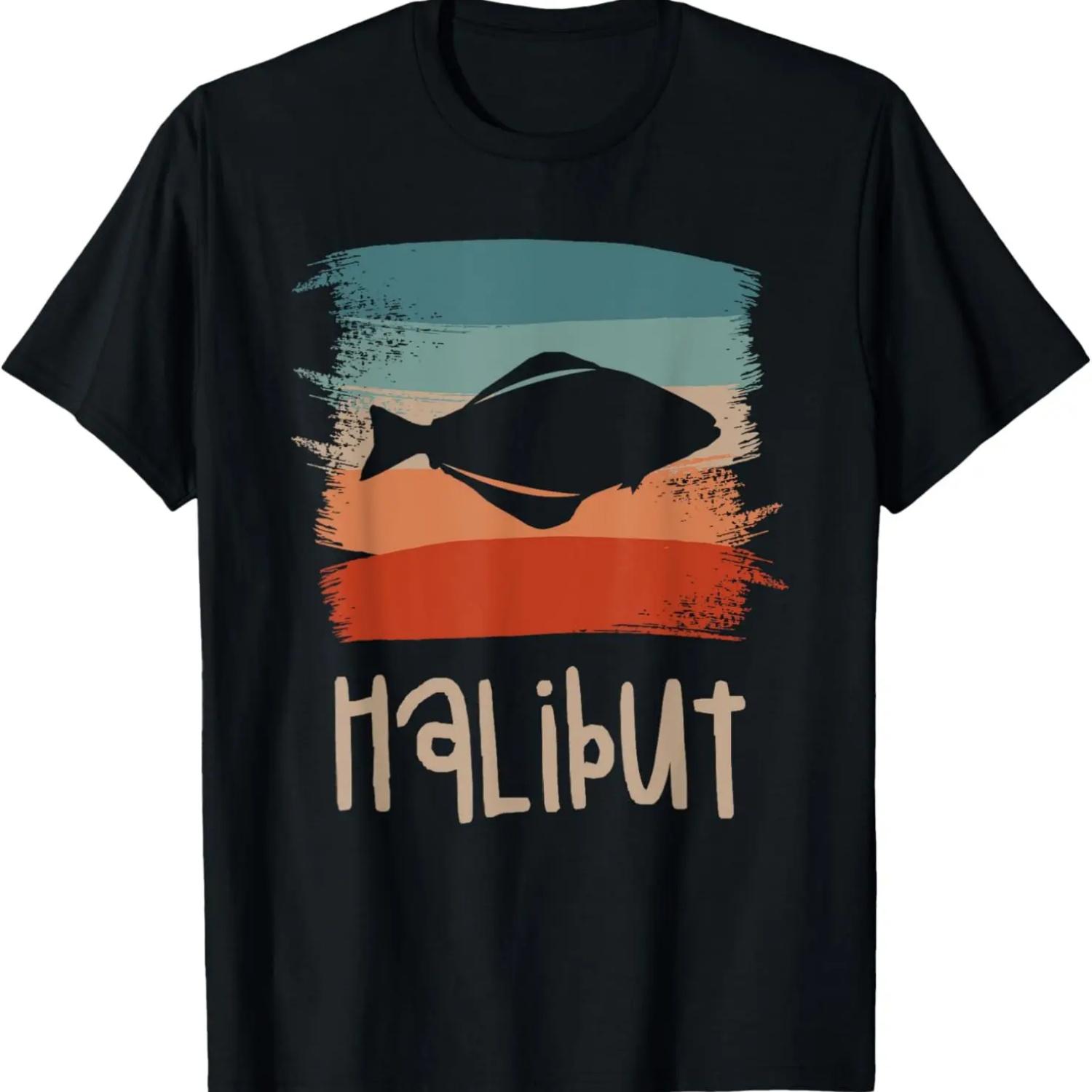 Retro Vintage Halibut Halibuts T-Shirt S чёрный