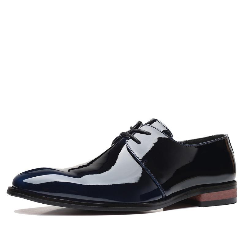 Fashion British Style Business Bright Face Thick Bottom Pointed 38-48 Large Size Brock Men's Shoes Designer New Leather Man Dress Shoes