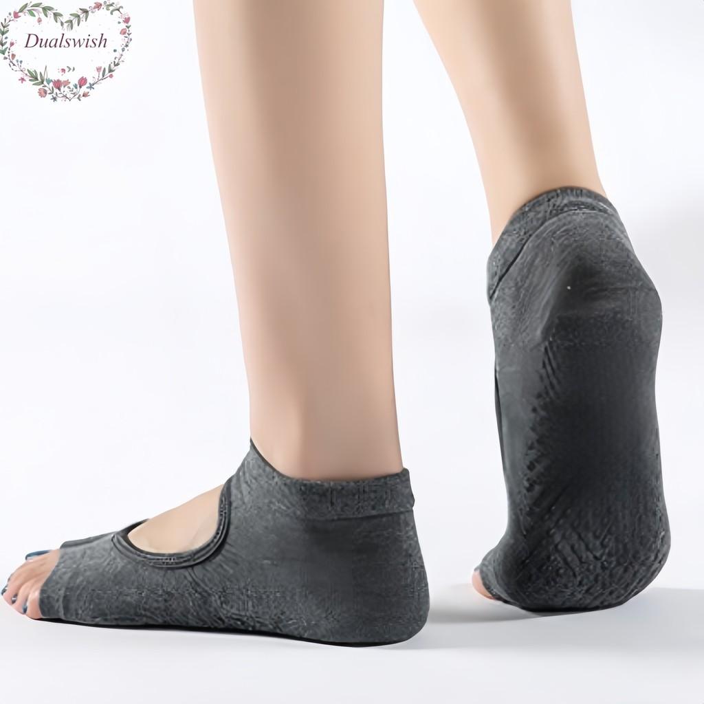 Breathable Yoga Socks Sweat Absorbing Backless Five Finger Silicone Dot Anti Slip Yoga Pilates Dance Toe Socks